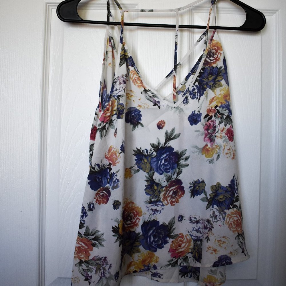 Lush Floral Strappy Sleeveless Top Size S